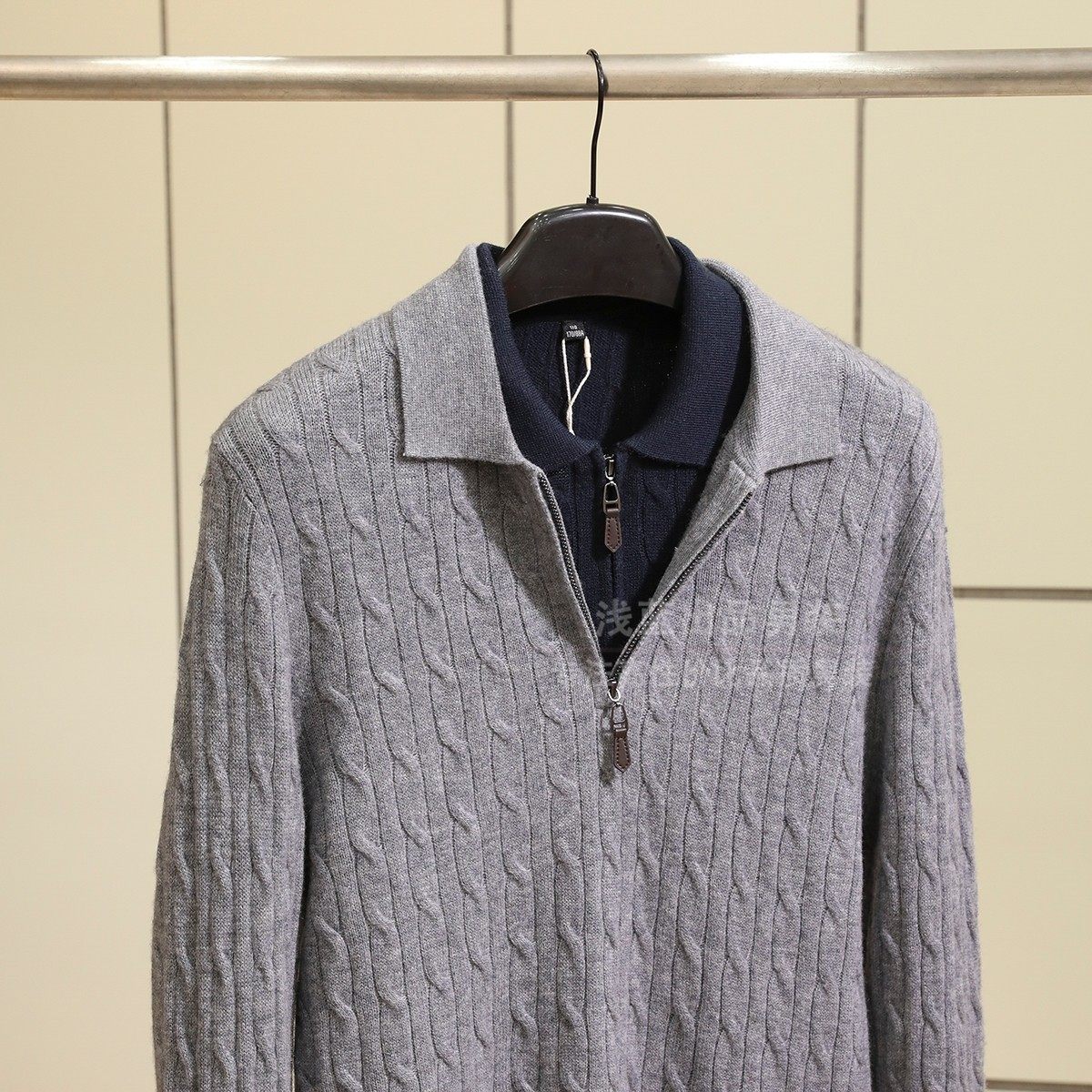 优雅老钱！过万级！100绵羊毛！男士慵懒风麻花纹翻领针织衫毛衣