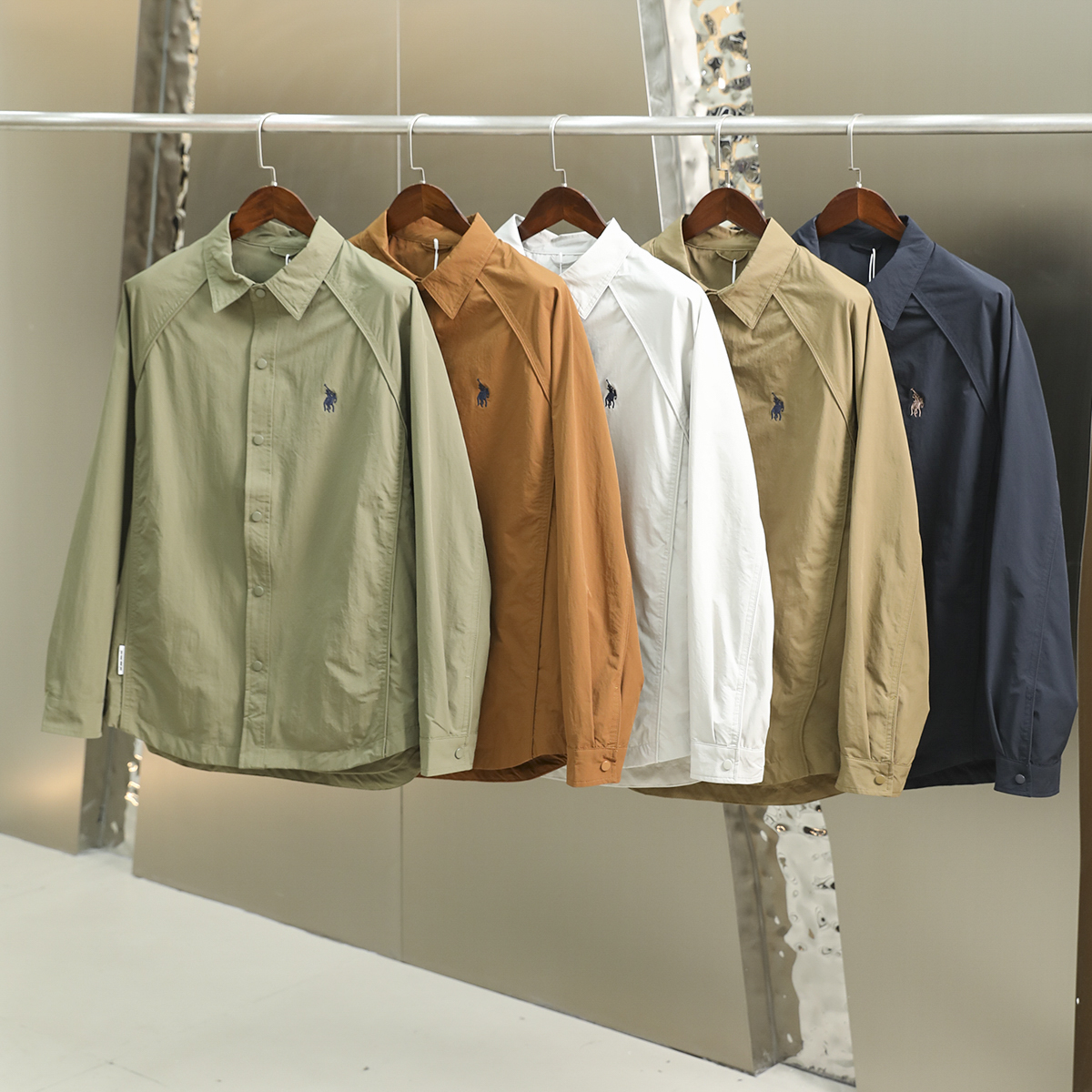 轻奢马球系列！老钱风！廓形裁剪！男士户外工装翻领衬衫夹克外套