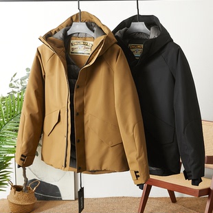 欧洲线!户外防风防水!局部热反射!秋冬男士加厚连帽90绒羽绒服
