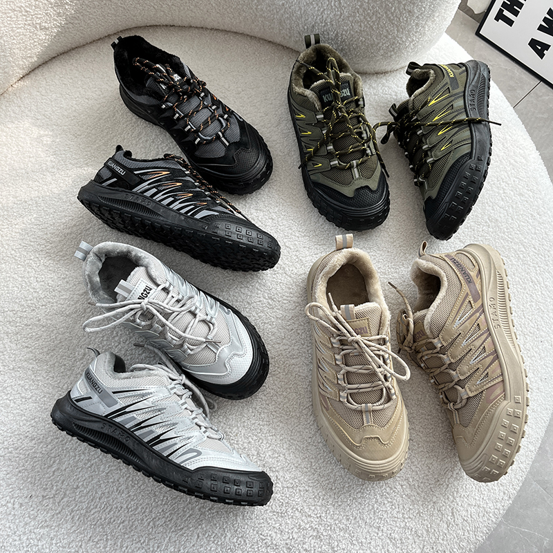 加绒版！御寒保暖！防滑！耐磨！冬季男士户外登山徒步运动休闲鞋