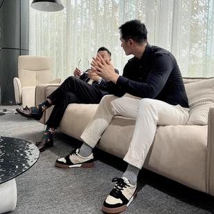 男女款 潮流拼色 真皮板鞋 德训鞋 柜7000 休闲鞋 進口头层牛皮