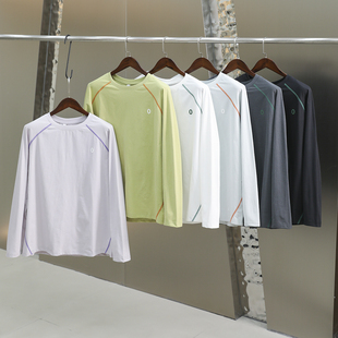 拼接插肩长袖 山系机能户外 情侣款 3D立裁版 打底T恤 速干透气