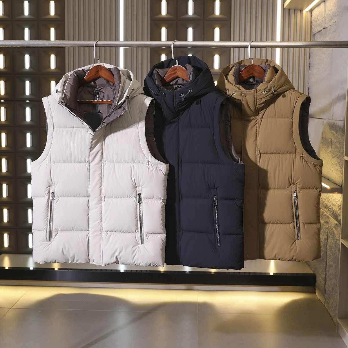 高端大厂出品！90鸭绒！防风防泼水！男士秋冬立领羽绒马甲背心