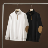 气质立领 发热磨绒面料 冬季 轻奢线 新款 男高端半拉链立领卫衣