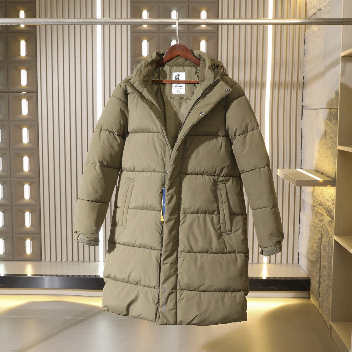 出口单 科技保暖纤维 比羽绒还保暖 冬季男士中长款连帽棉服棉衣