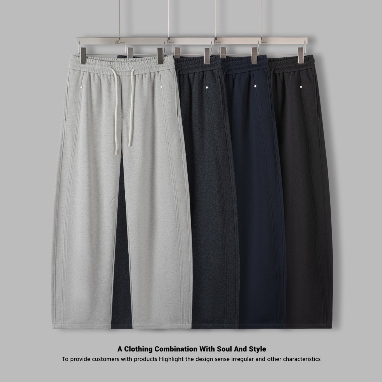 设计师款！加绒加厚不臃肿！冬季新款男士百搭松紧腰阔腿休闲卫裤