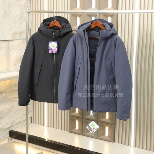 高端线 鼎级球状90白鹅绒 防风防泼水 冬季男极地御寒连帽羽绒服