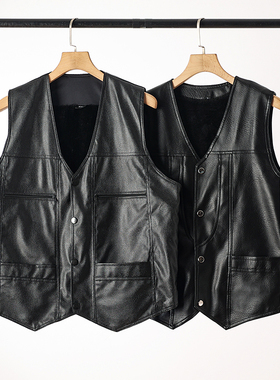 出色性价比！生态超纤皮！内有加绒！冬季新款男士保暖皮马甲背心