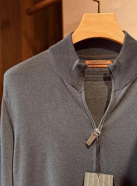 高奢！倌网2995欧！进口16针织羊毛混纺！男士拉链立领针织开衫