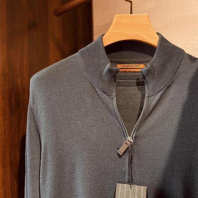 高奢！倌网2995欧！进口16针织羊毛混纺！男士拉链立领针织开衫