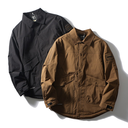 复古vitage风！立体菱格绗棉！防风防泼水！男士时尚翻领休闲棉服