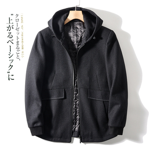 秋冬男士 优质绗棉填充 连帽毛呢大衣外套 精纺羊毛 系出名门