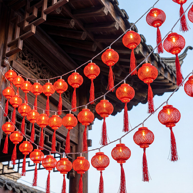 新年红灯笼灯串2026新款春节装饰过年挂饰家用户外古风氛围彩灯带
