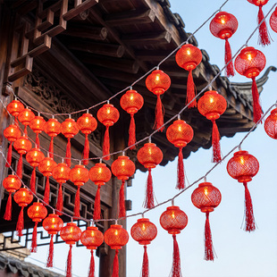 新年红灯笼灯串2026新款春节装饰过年挂饰家用户外古风氛围彩灯带