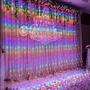 户外防水灯串灯过年新年彩灯氛围灯七彩动态瀑布灯流水灯室内灯带