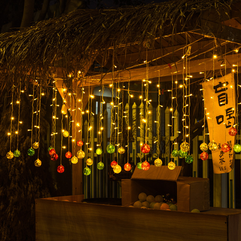 户外氛围庭院灯棉线球冰条灯