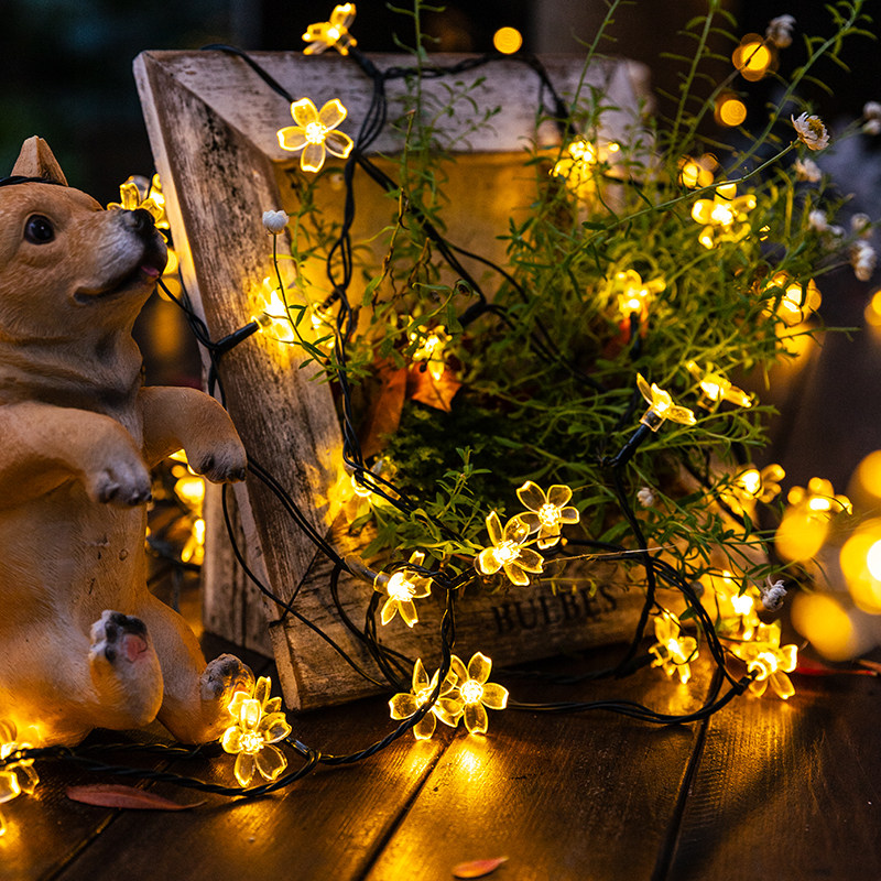 户外灯带太阳能led小灯串灯樱花防水阳台花园装饰氛围灯挂树彩灯