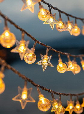 户外露营氛围灯新年装饰灯阳台布置led彩灯闪灯串灯星星帐篷灯带