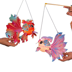 正月十五新年金鱼灯笼手工diy装饰元宵节儿童手提锦鲤小鱼灯花灯