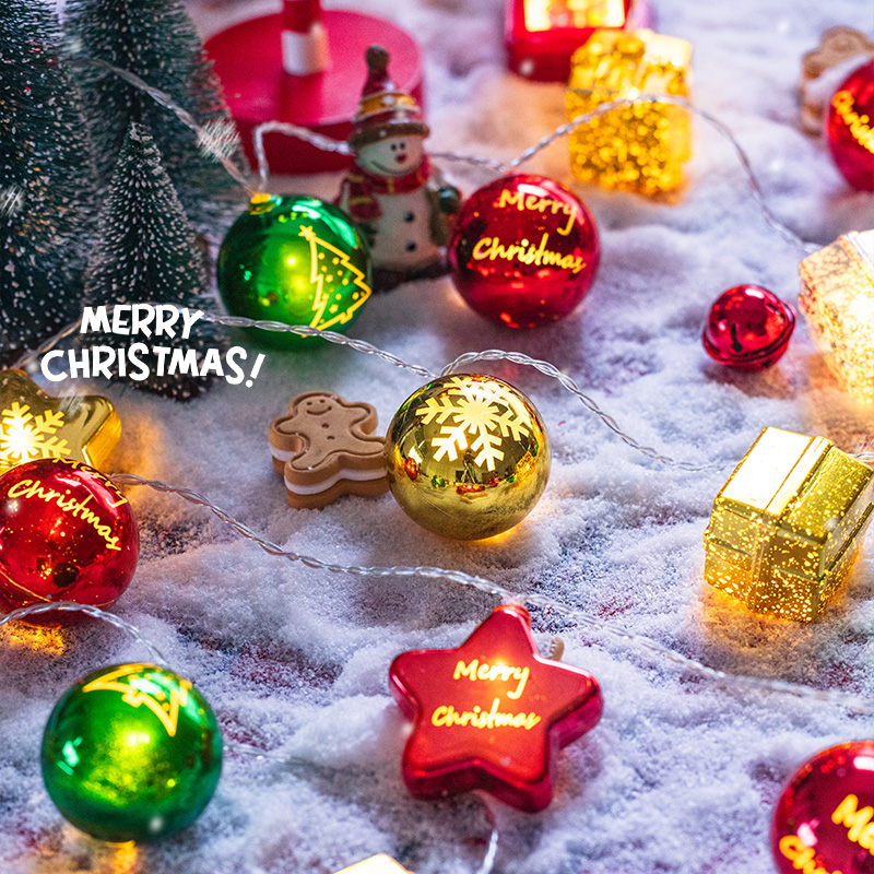 圣诞节装饰品发光灯串圣诞球挂饰店铺橱窗礼物盒节日装扮场景布置
