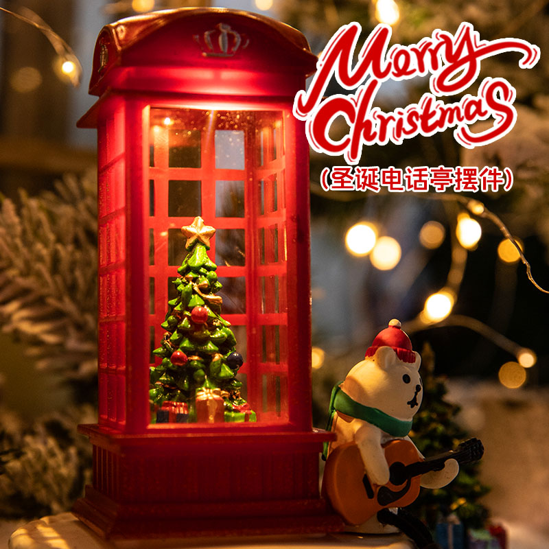 圣诞节装饰品电话亭小摆件