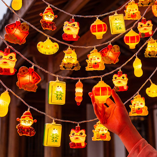 2026新款新年灯笼灯串挂饰马年福字灯带户外彩灯过年挂树院子装饰