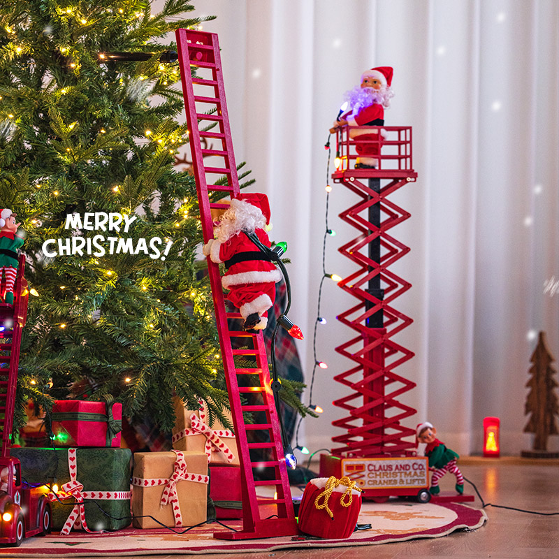 圣诞节智能电动爬梯圣诞老人摆件