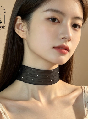 绝美细闪网纱蕾丝choker锁骨链