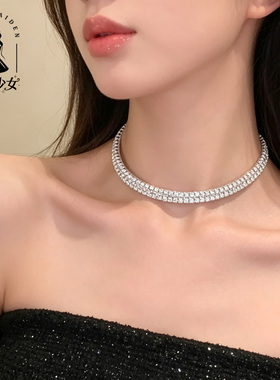 Bling奢华满钻项圈choker锁骨链