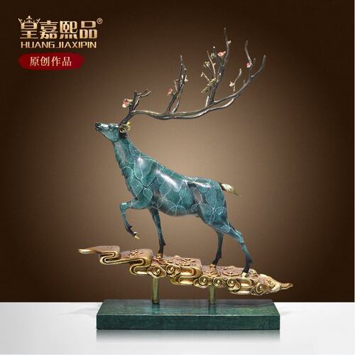 纯铜一鹿高升摆件家居桌面装饰品