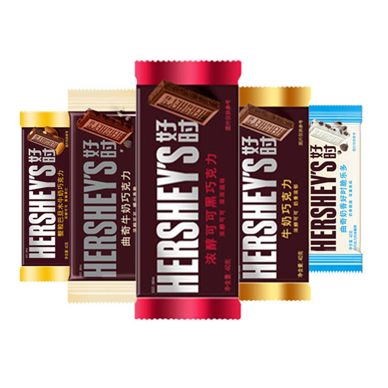 6块40g好时巧克力曲奇奶香黑白巴旦木牛奶巧克力排块休闲零食进口