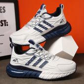 男鞋 运动休闲鞋 男网面春夏季 曼巴布朗正品 情侣款 白色皮面防水