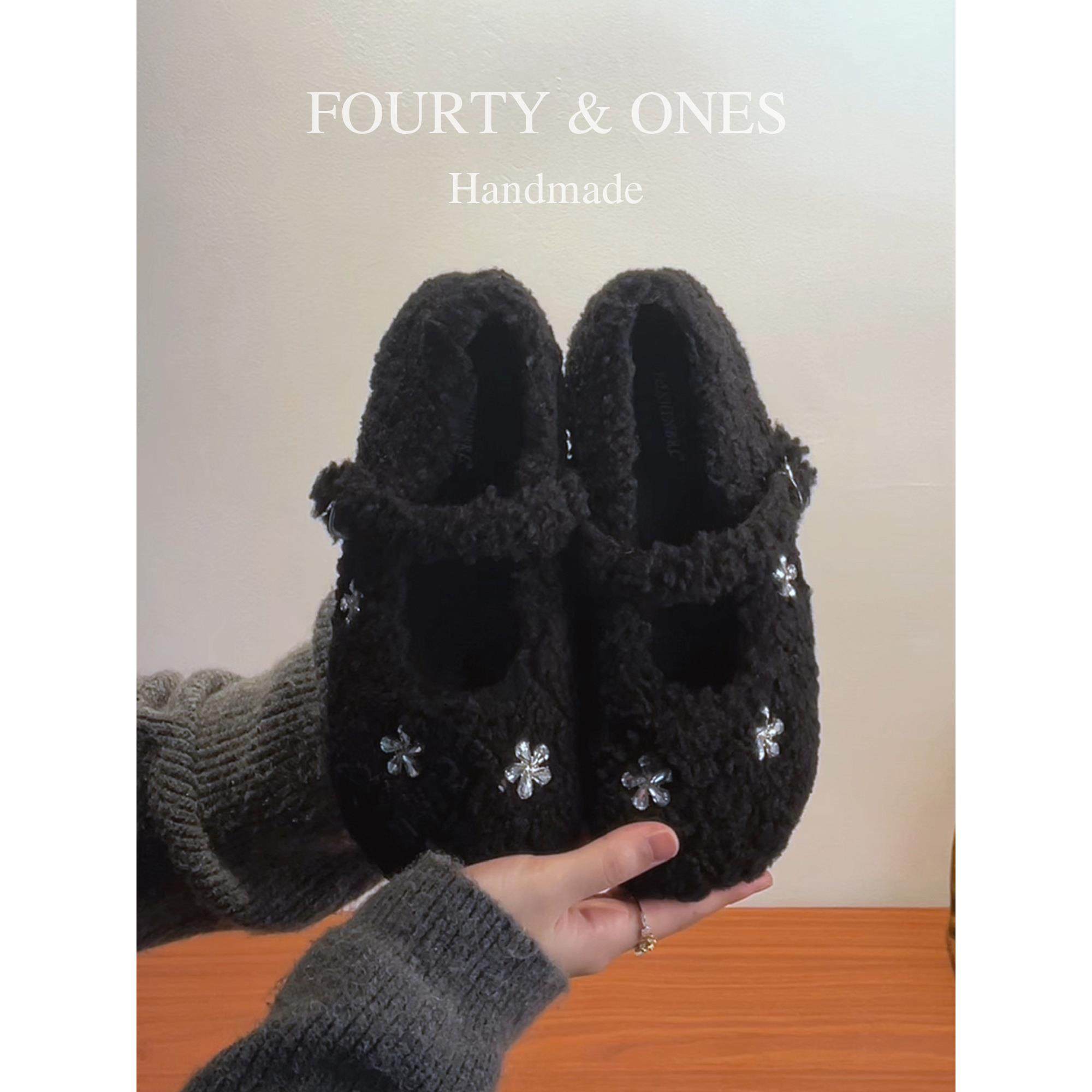 羊毛版~软糯毛绒玛丽珍鞋女厚底一字扣水钻花朵乐福鞋保暖毛毛鞋,女鞋,玛丽珍鞋,淘宝优惠券,粉丝福利购,淘宝优惠卷