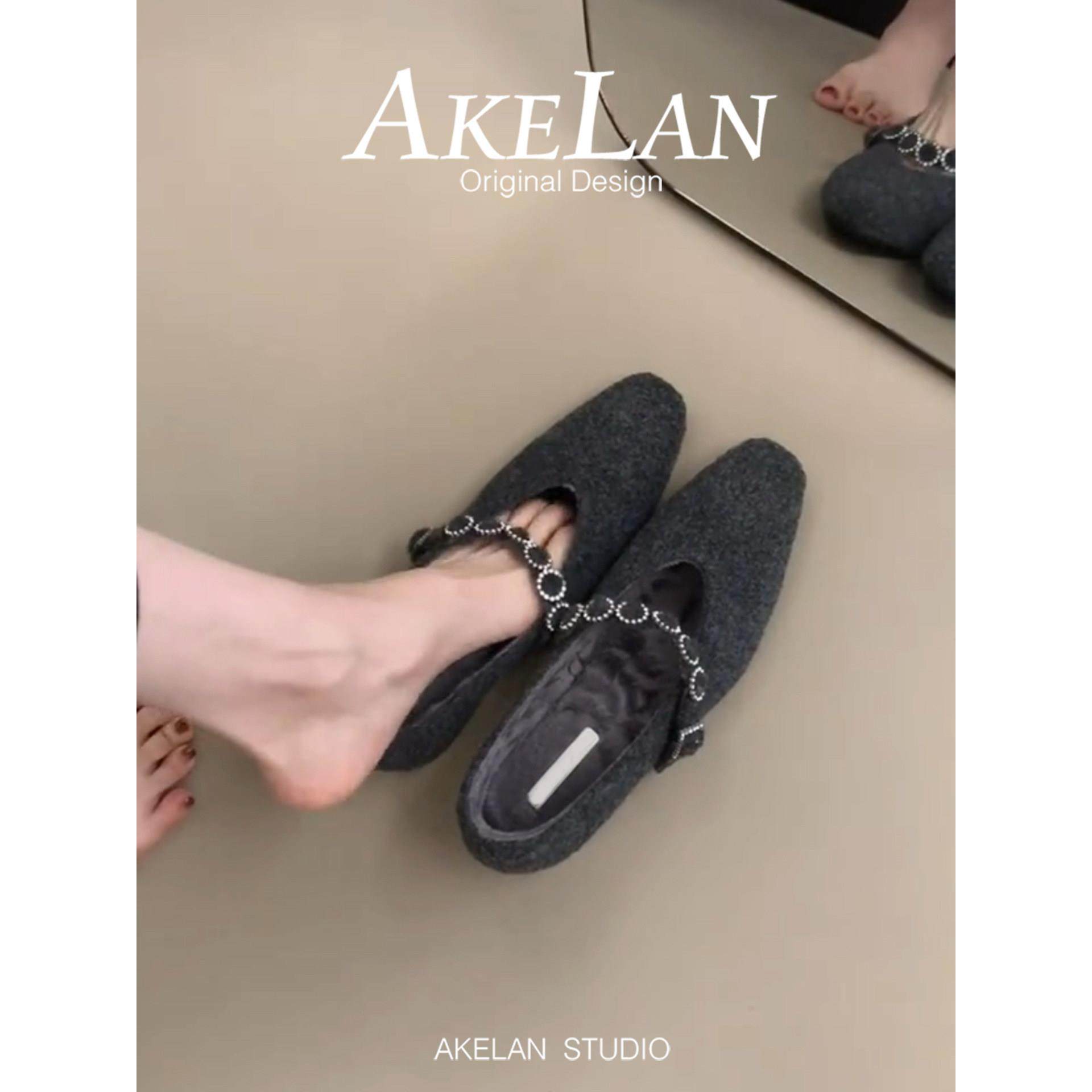 羊皮版~法式灰色水钻方头毛毛鞋女秋冬内增高晚晚加绒玛丽珍单鞋,女鞋,玛丽珍鞋,淘宝优惠券,粉丝福利购,淘宝优惠卷