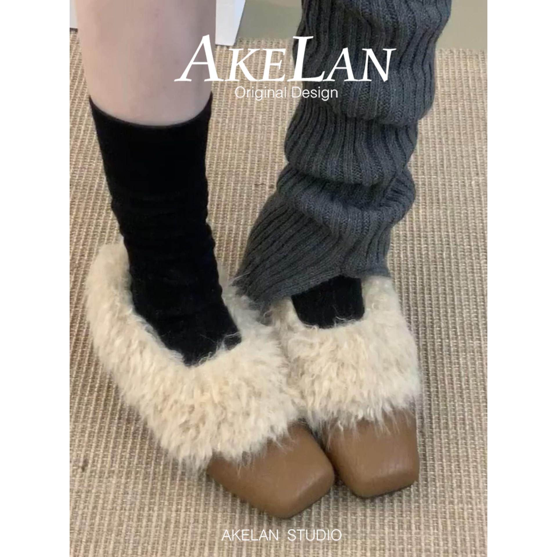 羊皮版~复古小众方头毛毛鞋女秋冬内增高加绒单鞋舒适保暖乐福鞋,女鞋,乐福鞋（豆豆鞋）,淘宝优惠券,粉丝福利购,淘宝优惠卷