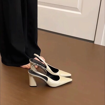 羊皮版！高级感气质后空包头凉鞋