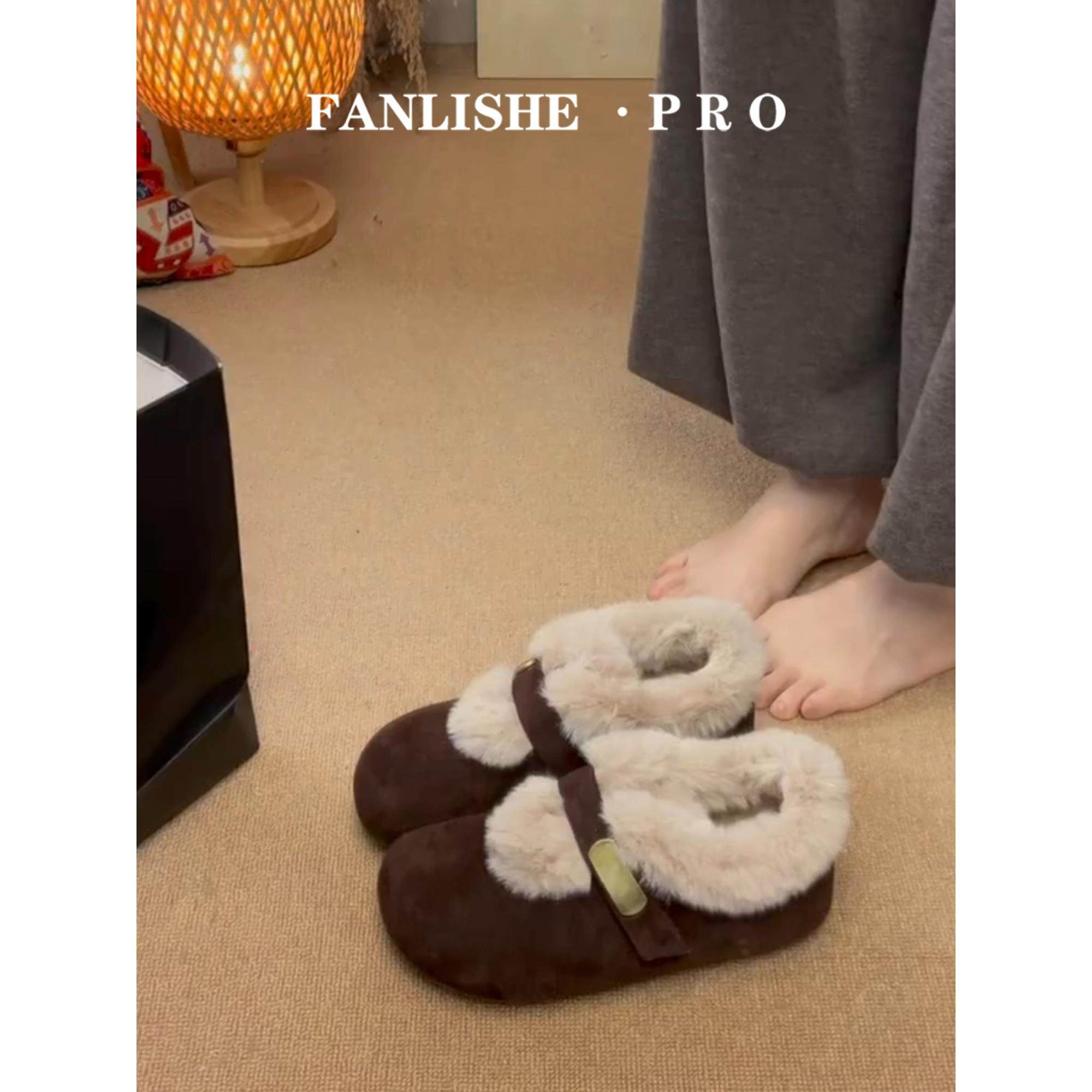 羊皮版！复古风全包勃肯鞋女加绒一脚蹬保暖懒人鞋百搭毛毛单鞋,女鞋,勃肯鞋/软木鞋,淘宝优惠券,粉丝福利购,淘宝优惠卷