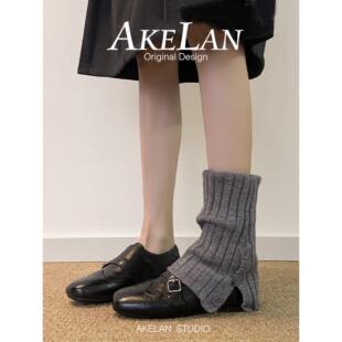 羊皮版~黑色真皮英伦风布洛克雕花小皮鞋女秋冬加绒平底复古单鞋