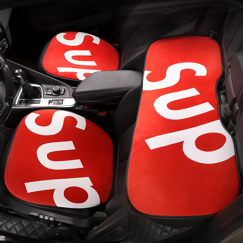 冬季短毛绒汽车坐垫四季通用男女车用单片无靠背三件单後排座垫