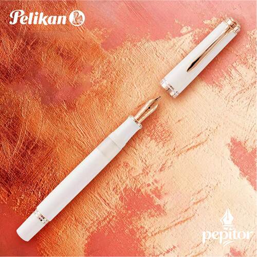 PEPITOR 德国原装正品M600白色玫瑰金限量帝王系列墨水笔18K