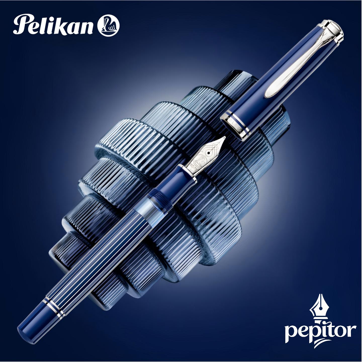 PEPITOR 德国原装正品M815金属条纹蓝限量帝王系列墨水笔18K
