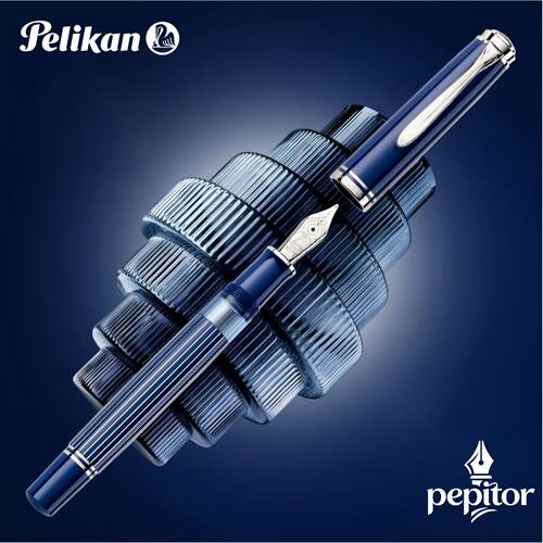 PEPITOR 德国原装正品M815金属条纹蓝限量帝王系列墨水笔18K