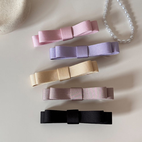 立体的一字蝴蝶结小众款通勤百搭优雅黑色韩版简约蝴蝶结发夹头饰