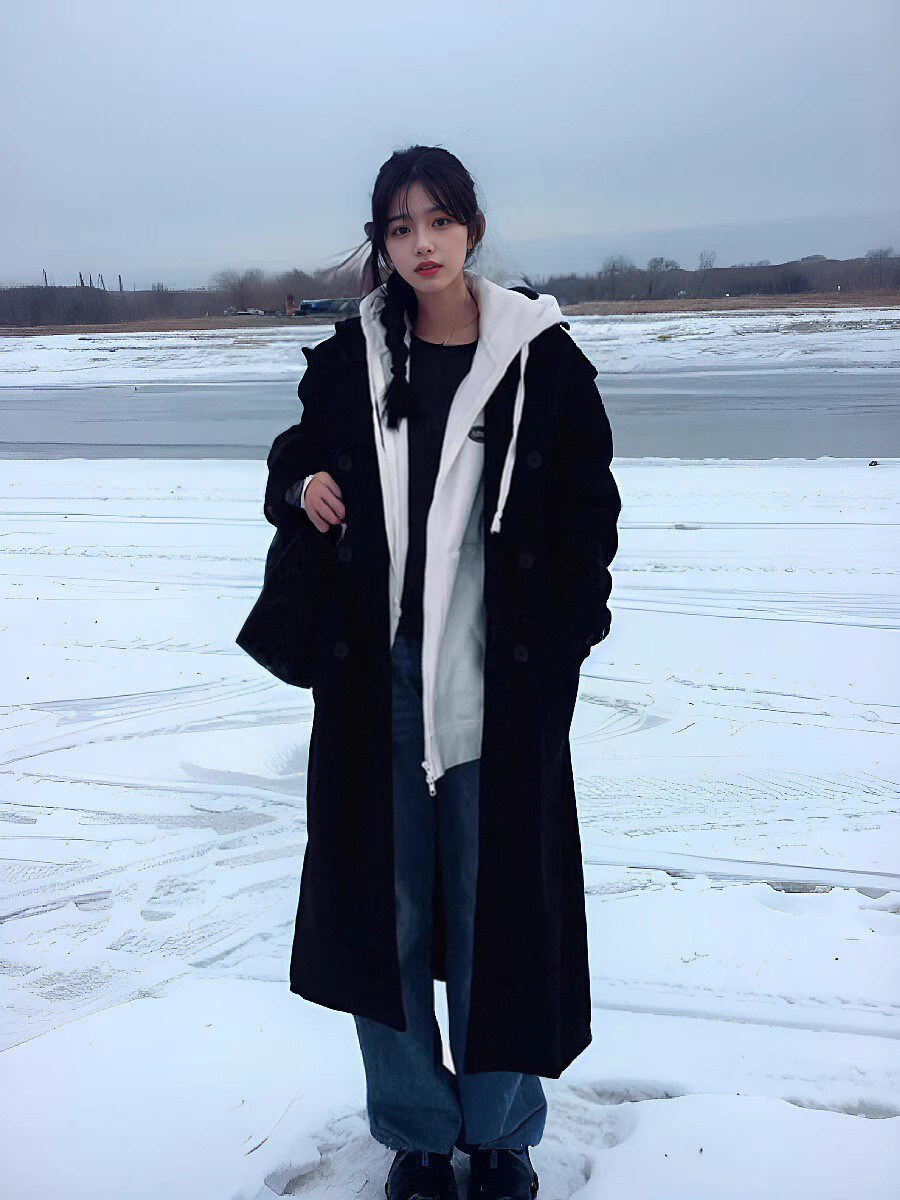 黑色西装毛呢大衣女高级感2025秋冬季新款赫本风加厚正肩呢子外套