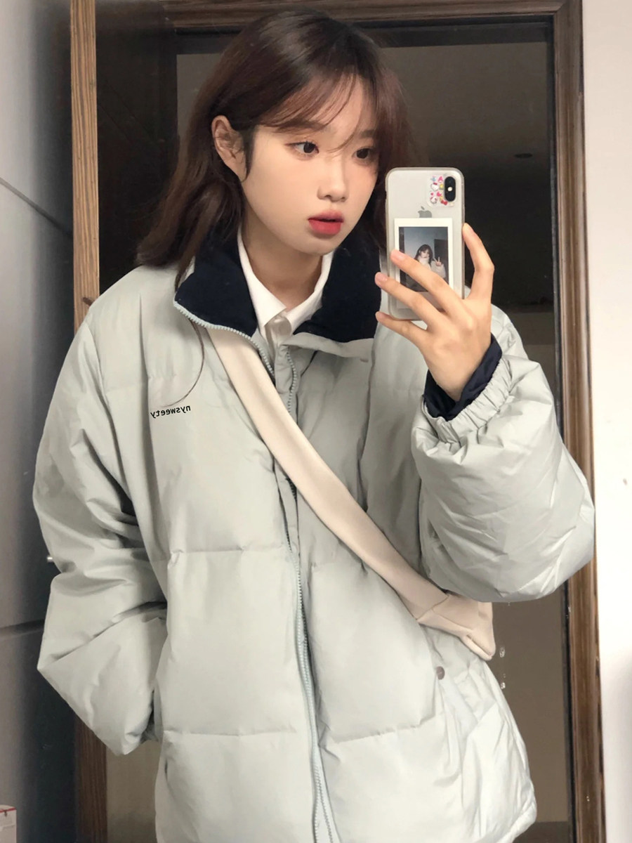 蓝色短款羽绒服女小个子2024冬季韩版学生宽松90白鸭绒加厚外套新,女装/女士精品,羽绒服,淘宝优惠券,粉丝福利购,淘宝优惠卷