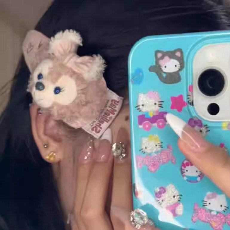 thumbnail for Cute plush Kitty sweet encore red bow hairpin bangs cartoon bb hair accessory 2024