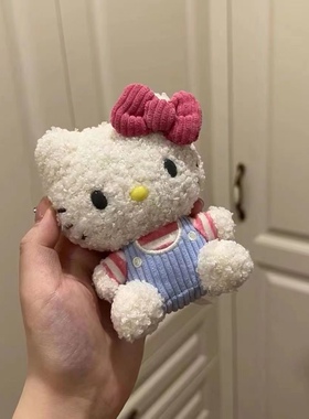 小卷毛kitty挂件包包挂件kt猫公仔玩偶holle kitty可爱毛绒钥匙扣