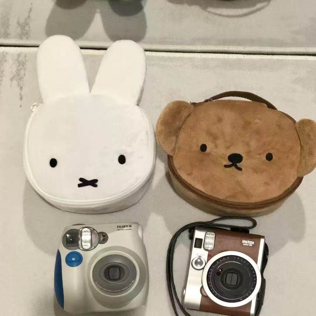 可爱日系卡通立得收纳相机手提毛绒便携大容量化妆包首饰旅行相机