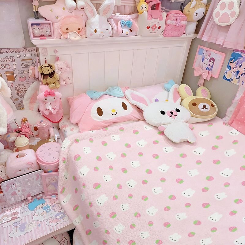 韩系米菲兔柔软法兰绒毛毯盖毯可水洗加厚牛奶绒毯单人卧室盖毯被