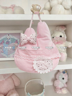 可爱挂墙式 收纳挂袋粉色蝴蝶结家用挂袋卧室宿舍少女心收纳袋房间